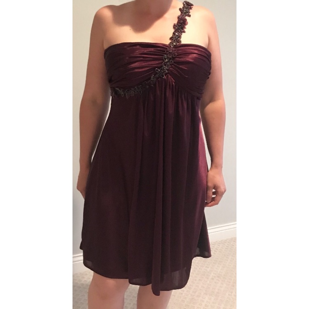 Morgan & Co Purple One-Shoulder Dress Size Large